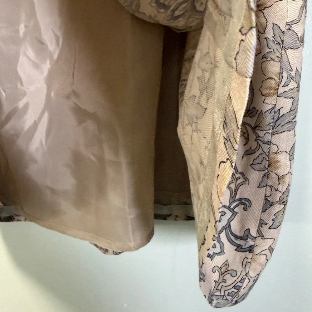Talbots Petites Vintage Wool‎ Floral Paisley Midi Skirt Beige Tan Grey Size 8P